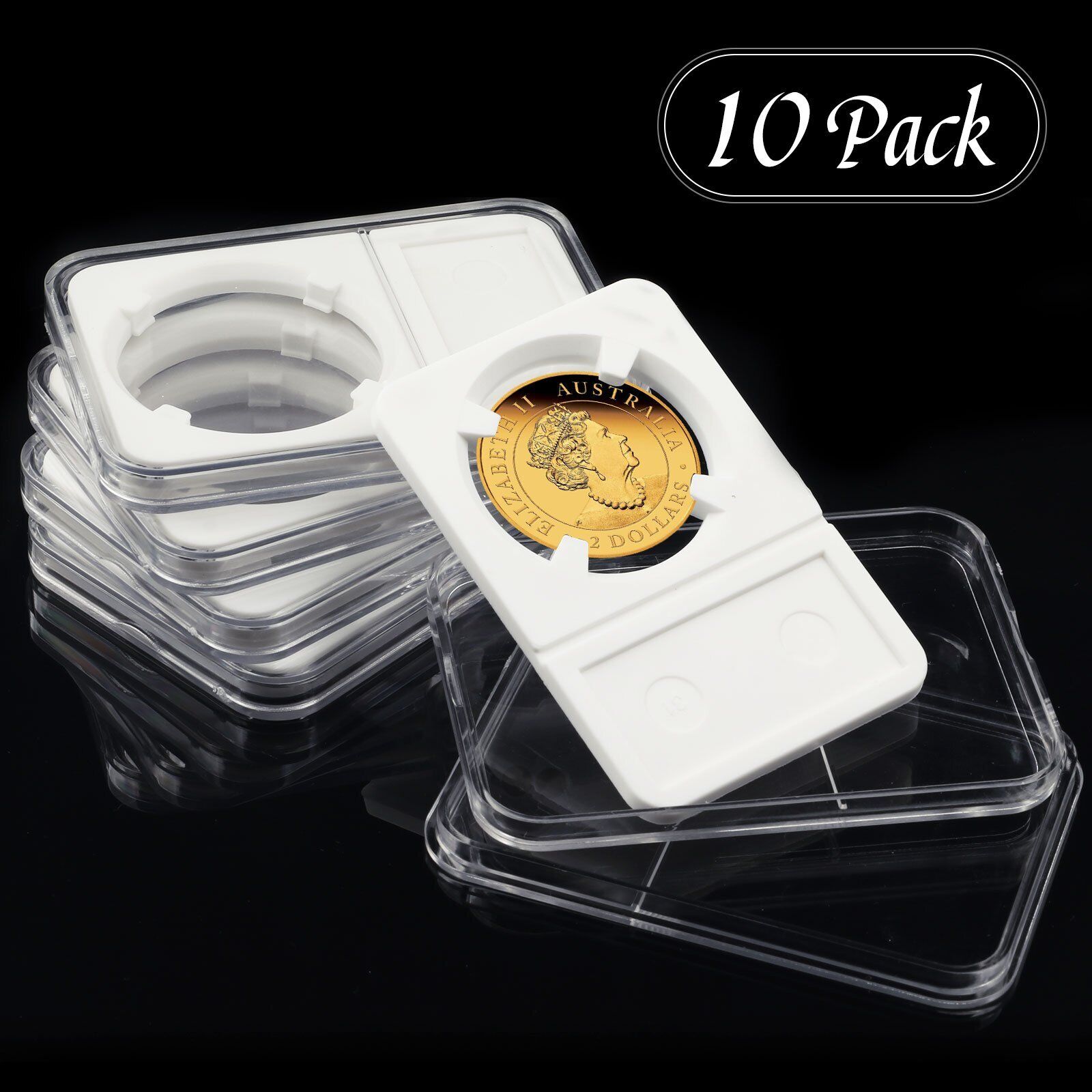 thumbnail image 2 of 10 Pack 40mm Coin Slab Protector Holders – Display Cases For Silver Eagles 2 of 4